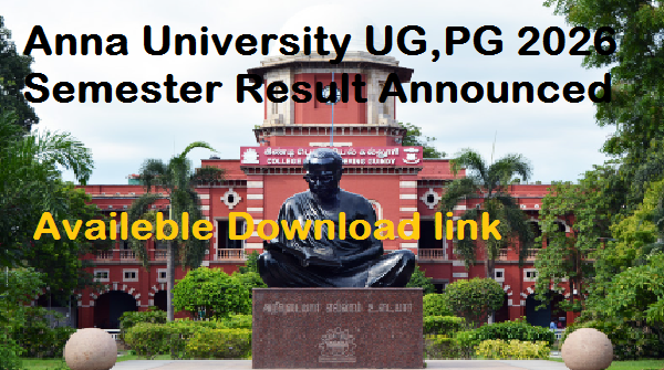 Anna University UG,PG 2026 Semester Result Announced ; On coe1.annauniv.edu, Anna University Result, Which courses results have been released by Anna University, How to check your result, Most Valuable Points,Anna University Result Important Links,