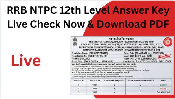 RRB NTPC 12th Level Answer Key Live, RRB NTPC 12th Level Answer Key 2026, RRB NTPC 12th Level Exam Answer Key PDF,