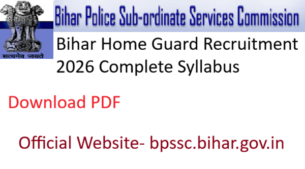 Bhiar Home Guard Company Commander Recruitment 2026 Syllabus, Bhiar Home Guard Recruitment 2026 Syllabus,
