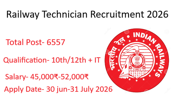 Railway Technician Recruitment, Railway Technician Recruitment 2026 in hindi, RRB Technician 2026 Notification PDF,