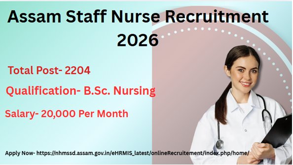 Staff Nurse recruitment 2026, Assam Staff Nurse vacancy 2026,